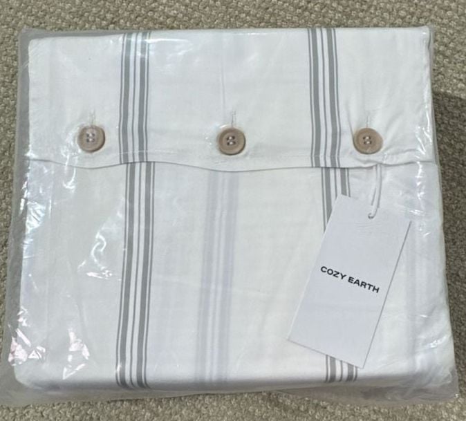 Cozy Earth Bamboo Duvet Cover Size King Laurel Stripe 1