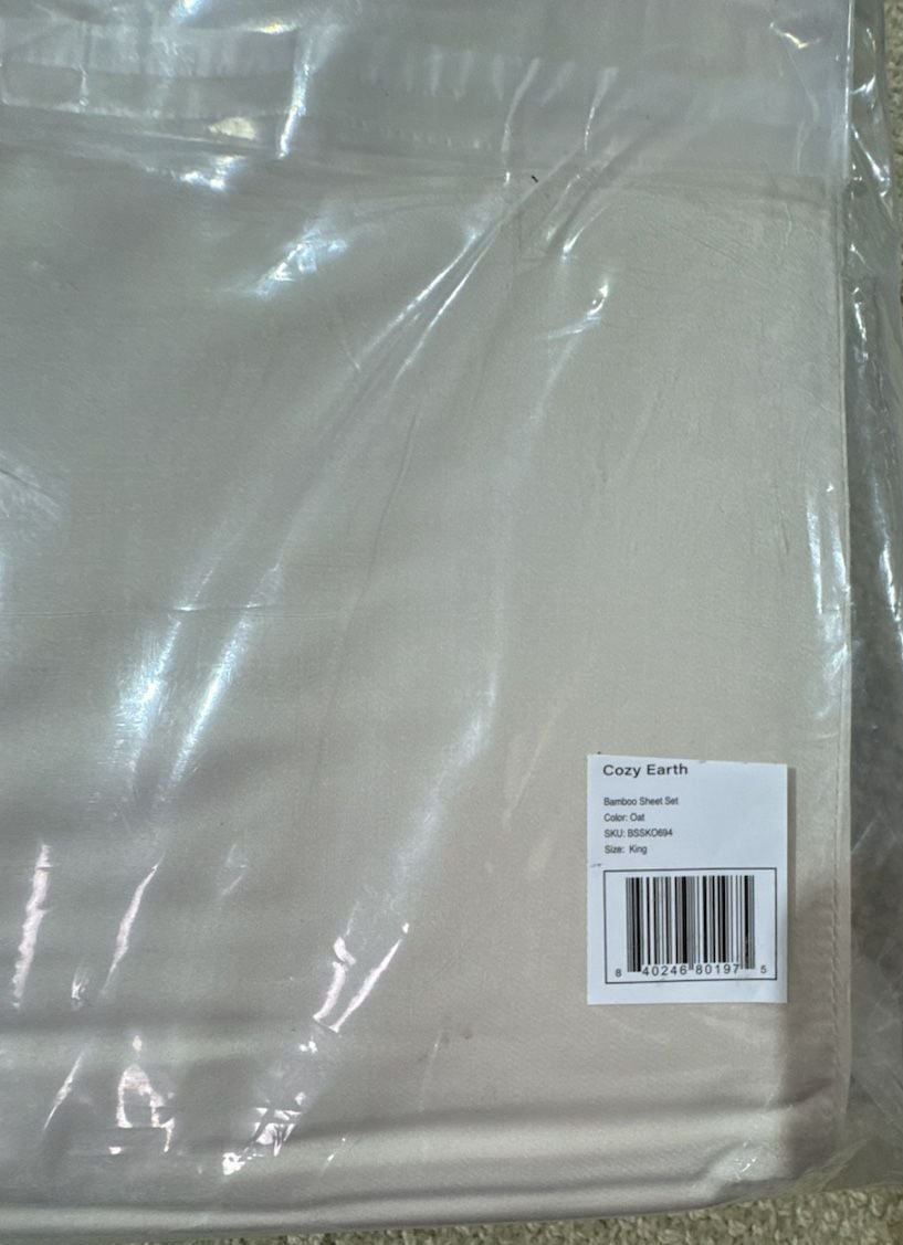Cozy Earth Bamboo Sheet Set King Oat New 3