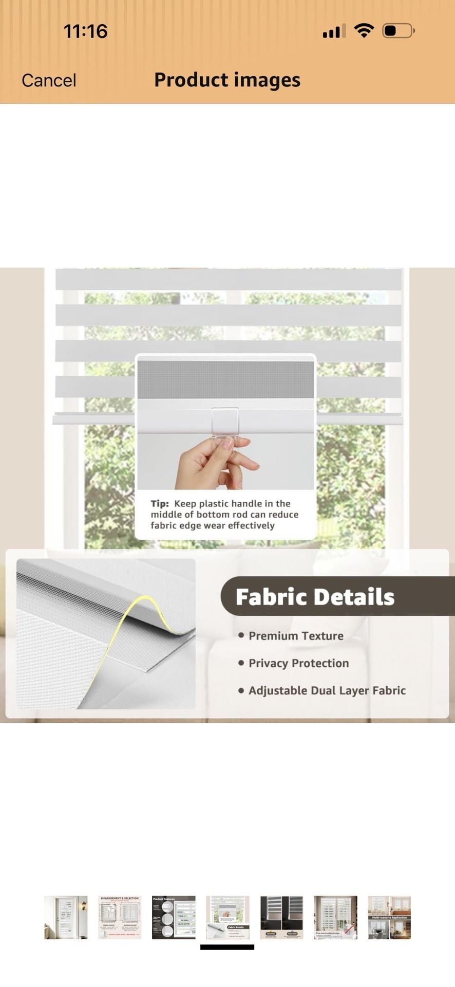 LUCKUP Cordless Zebra Blinds Size 41" W x 72" H White Roller Shades and 18” Wx 64” H 7
