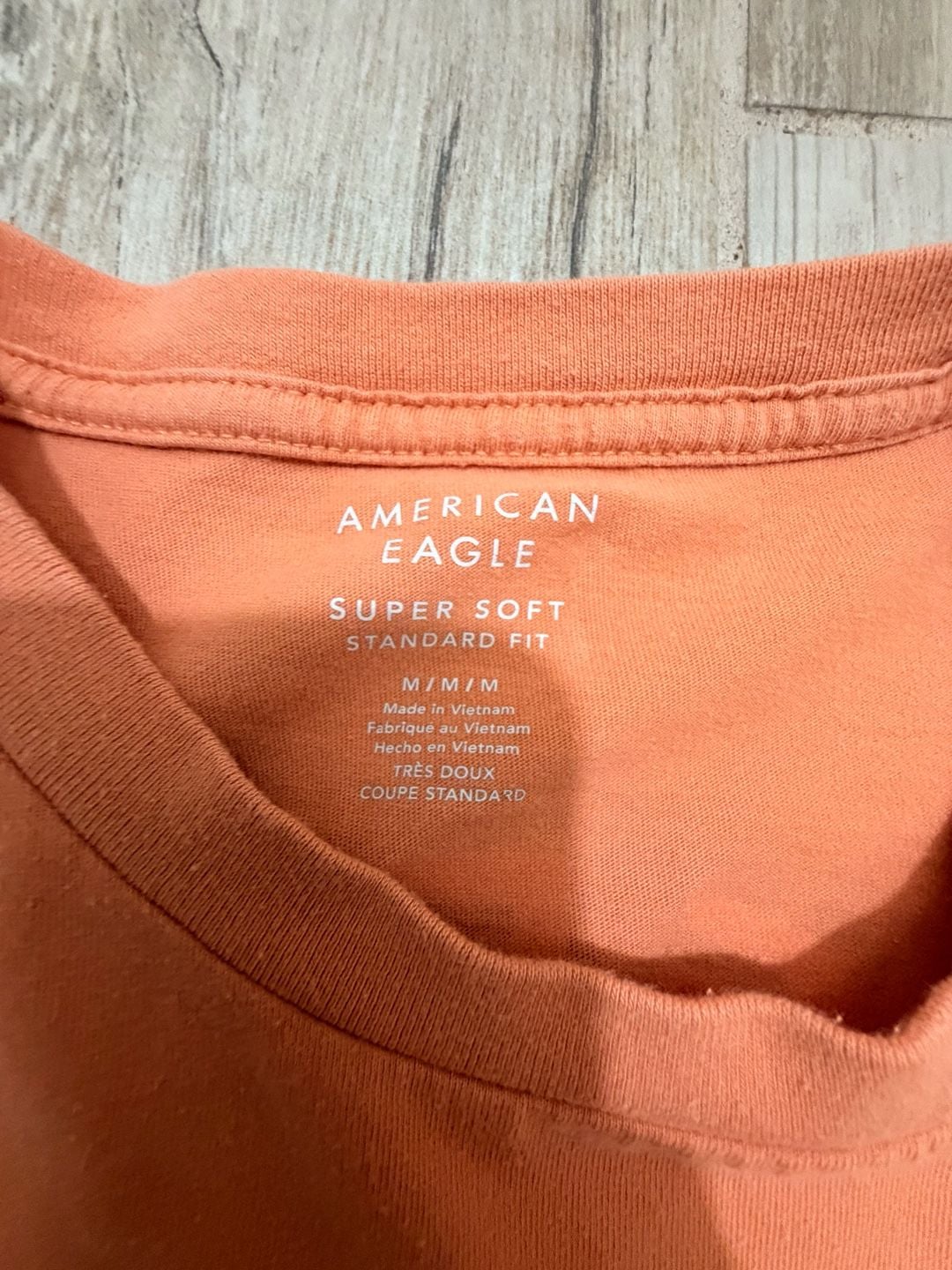 American Eagle Graphic T-Shirt Size M Orange Palm Tree Standard Fit 4