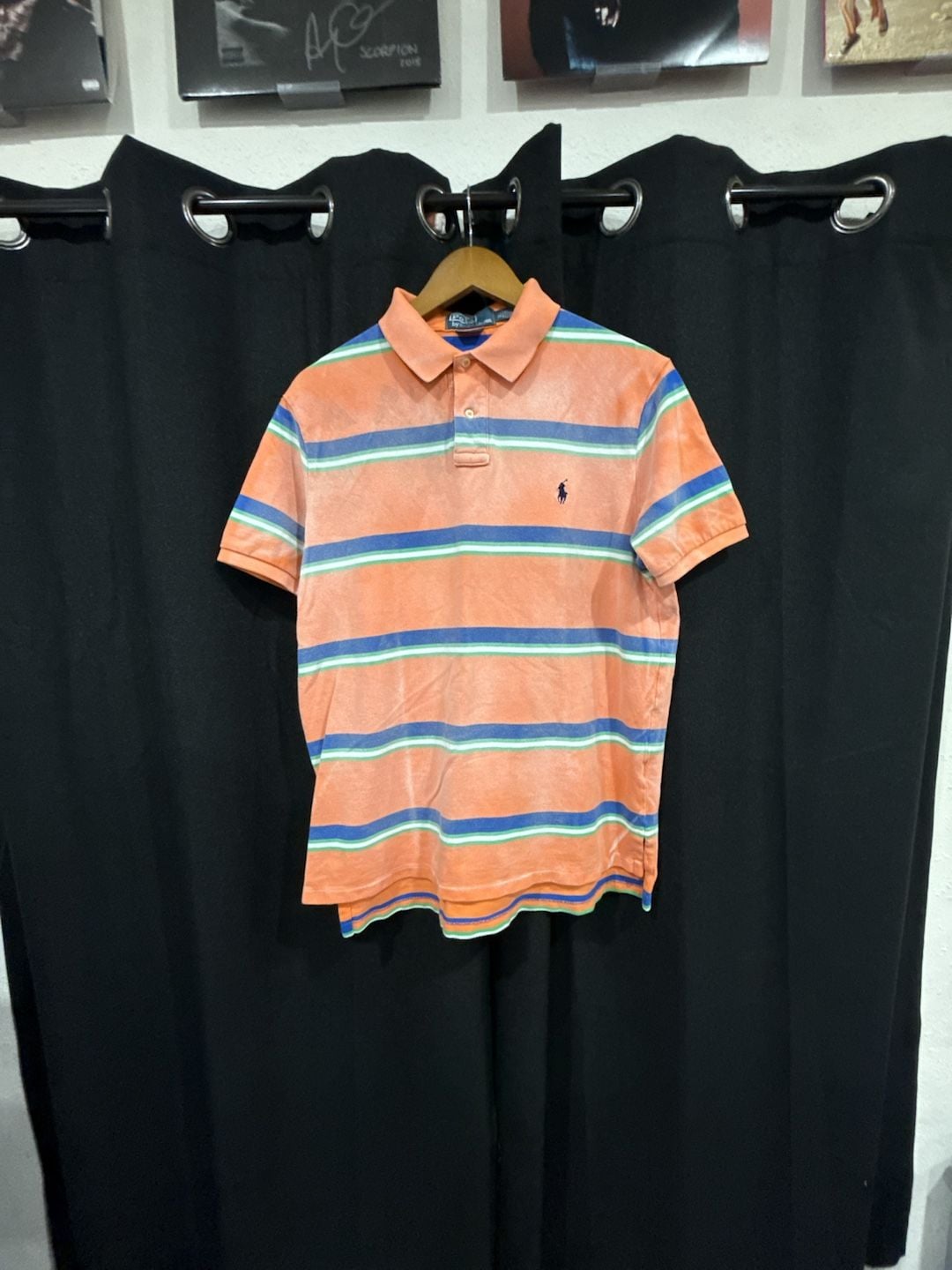 Polo Ralph Lauren Striped Polo Shirt Size XL Orange Blue Custom Fit 2