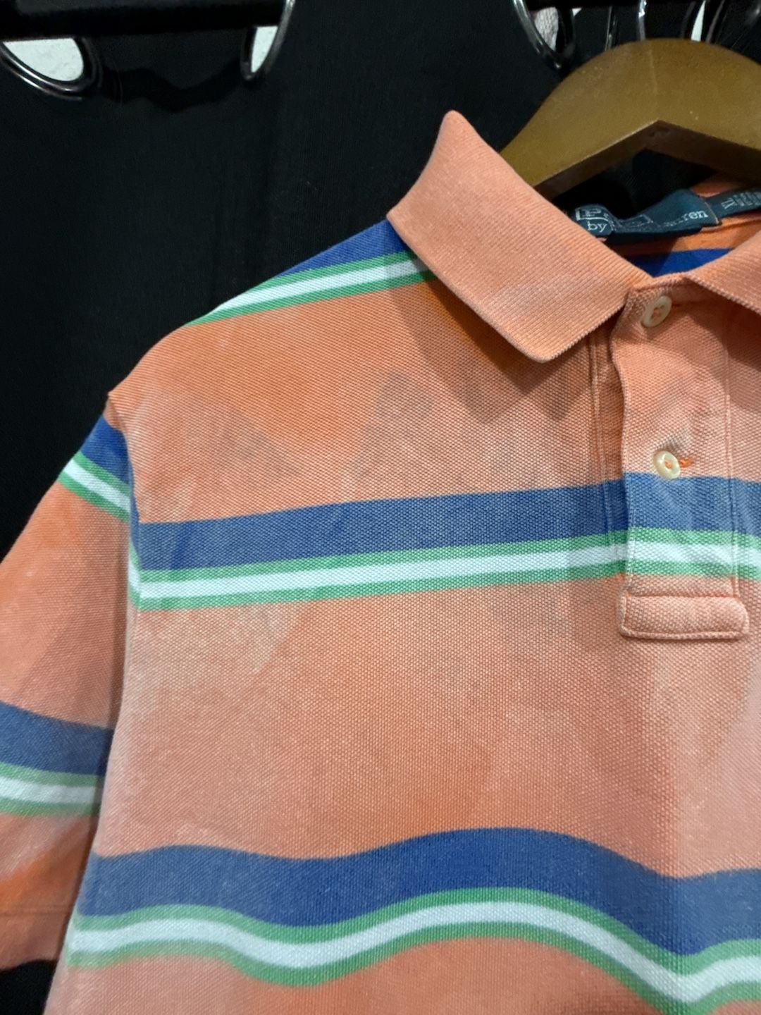 Polo Ralph Lauren Striped Polo Shirt Size XL Orange Blue Custom Fit 3