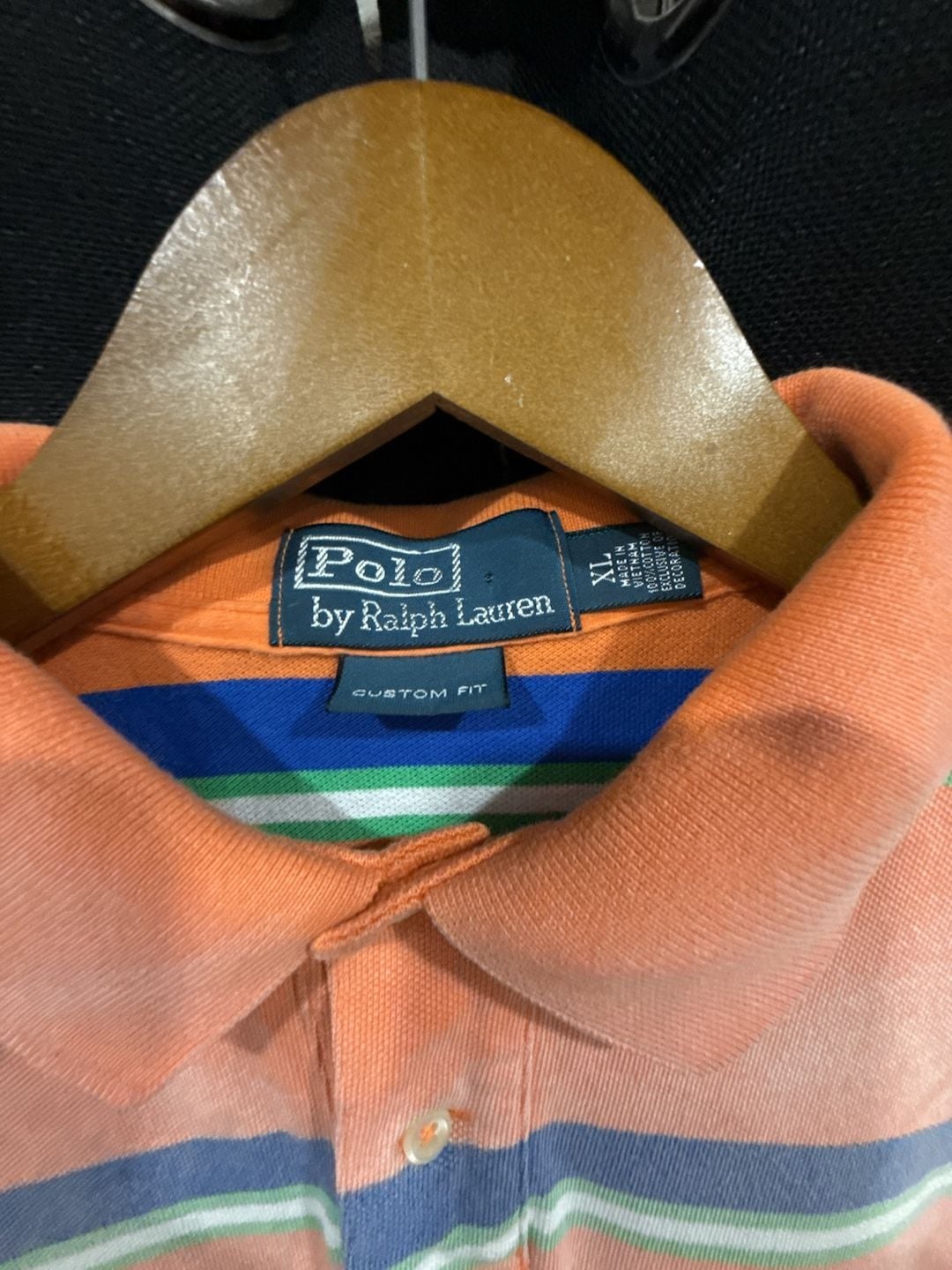 Polo Ralph Lauren Striped Polo Shirt Size XL Orange Blue Custom Fit 4