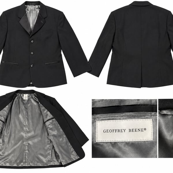 Geoffrey Beene Tuxedo Jacket Size 42S Black Satin Lapel Formal Suit Blazer