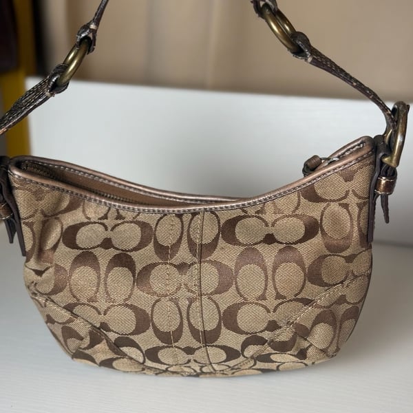 Coach Signature C Hobo Shoulder Bag Brown Canvas