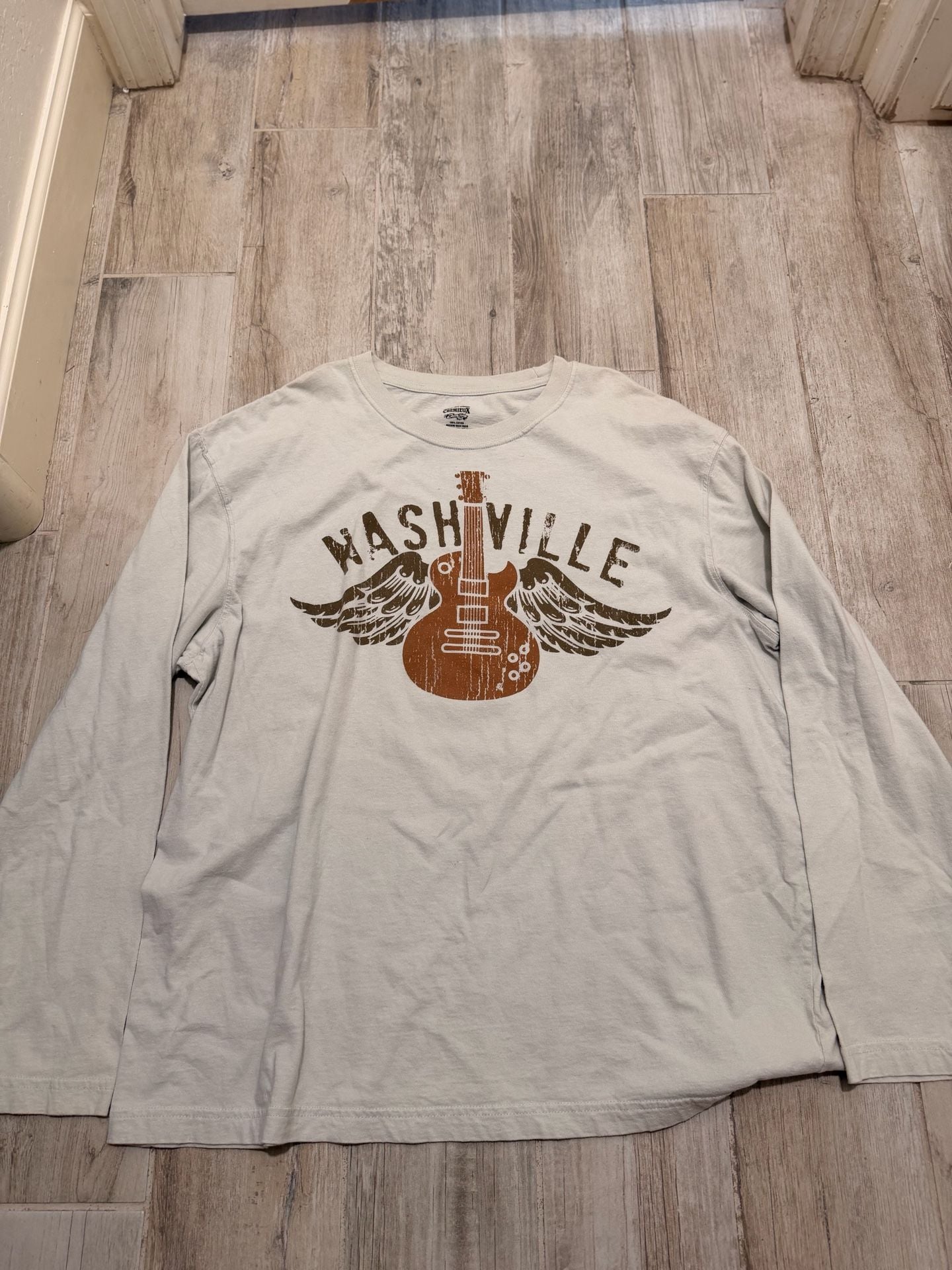Cremieux Nashville Guitar Wings Long Sleeve T-Shirt Size XXL White Cotton 2