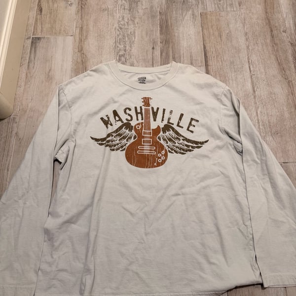 Cremieux Nashville Guitar Wings Long Sleeve T-Shirt Size XXL White Cotton