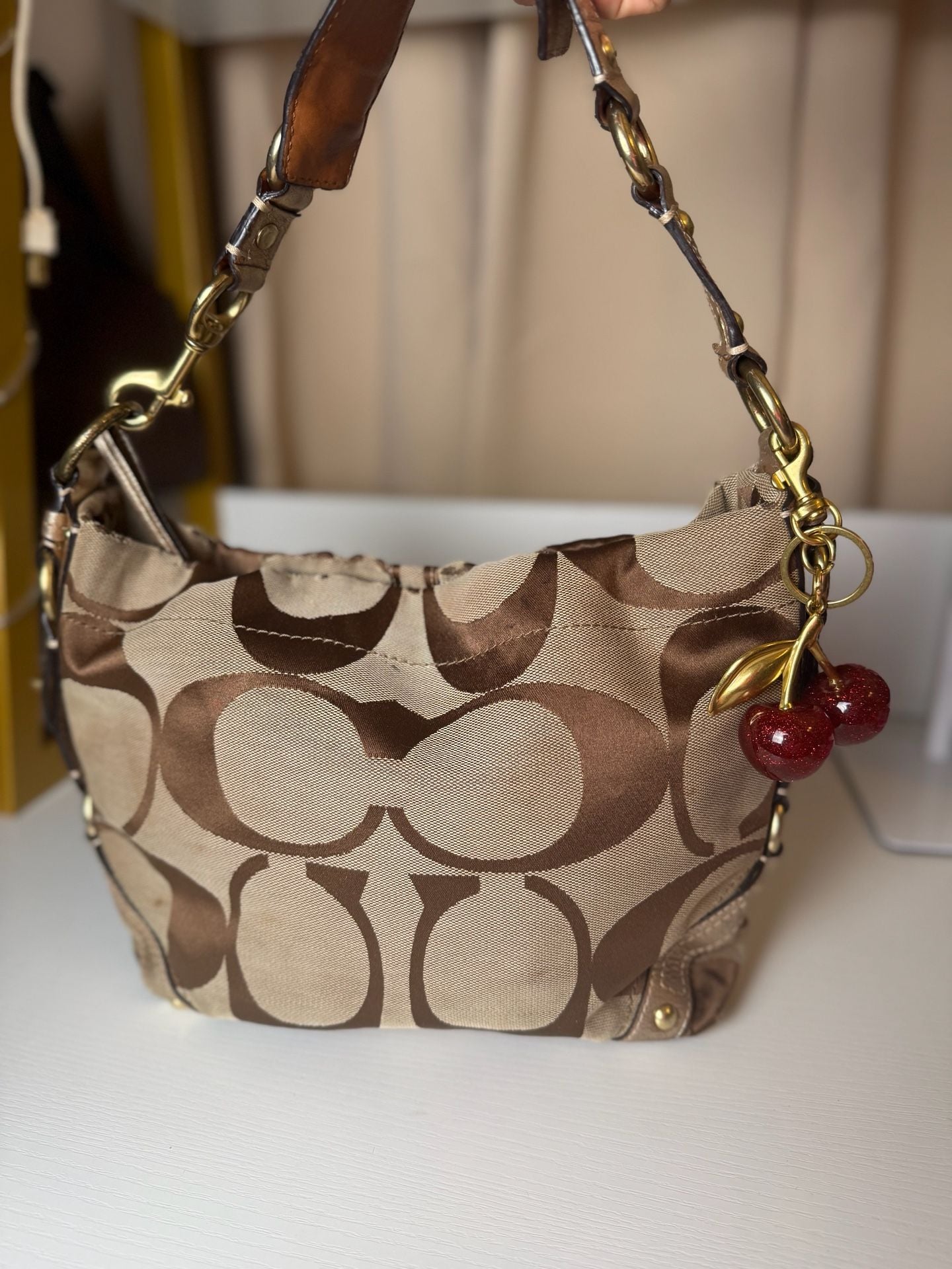 Coach Y2K Vintage Signature Carly Canvas Tan Hobo Shoulder HandBag Preloved – 2