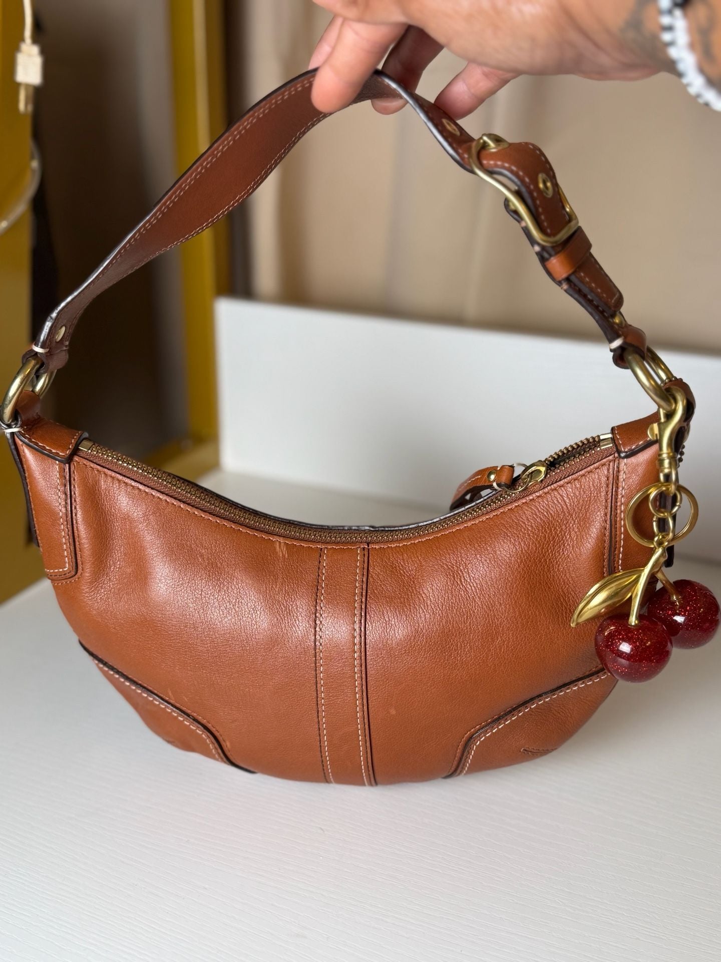 Coach Soho Brown Leather Hobo Shoulder Bag Handbag 9