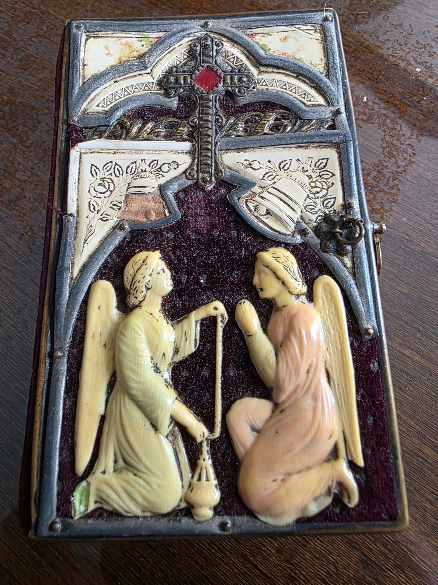 Antique Hungarian Catholic Prayer Book Udvozlegy Maria Velvet Metal Clasp 1