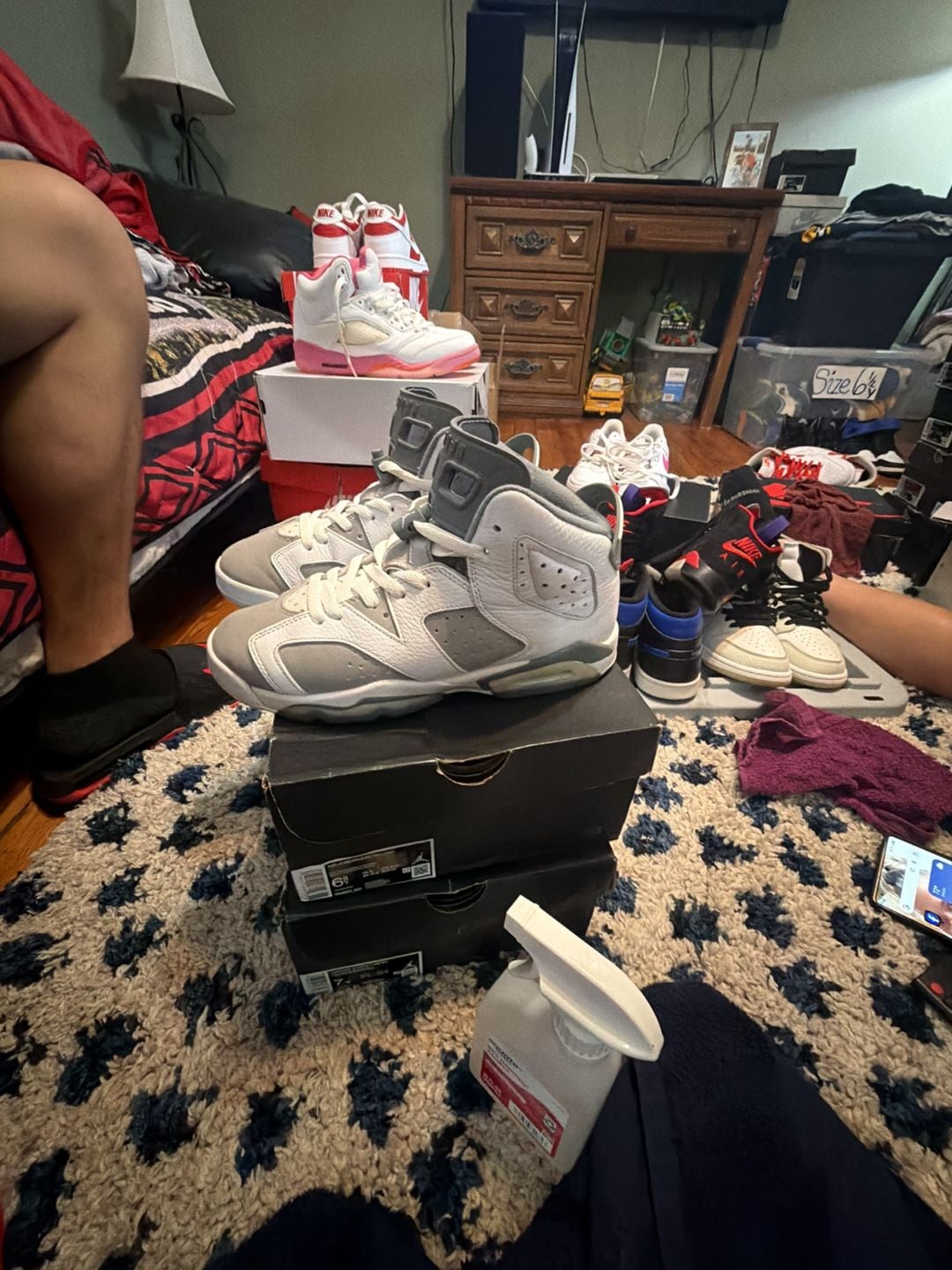 Jordan Air Jordan 6 Retro Cool Grey White Leather Sneakers Size 6.5 y or 8 w 3