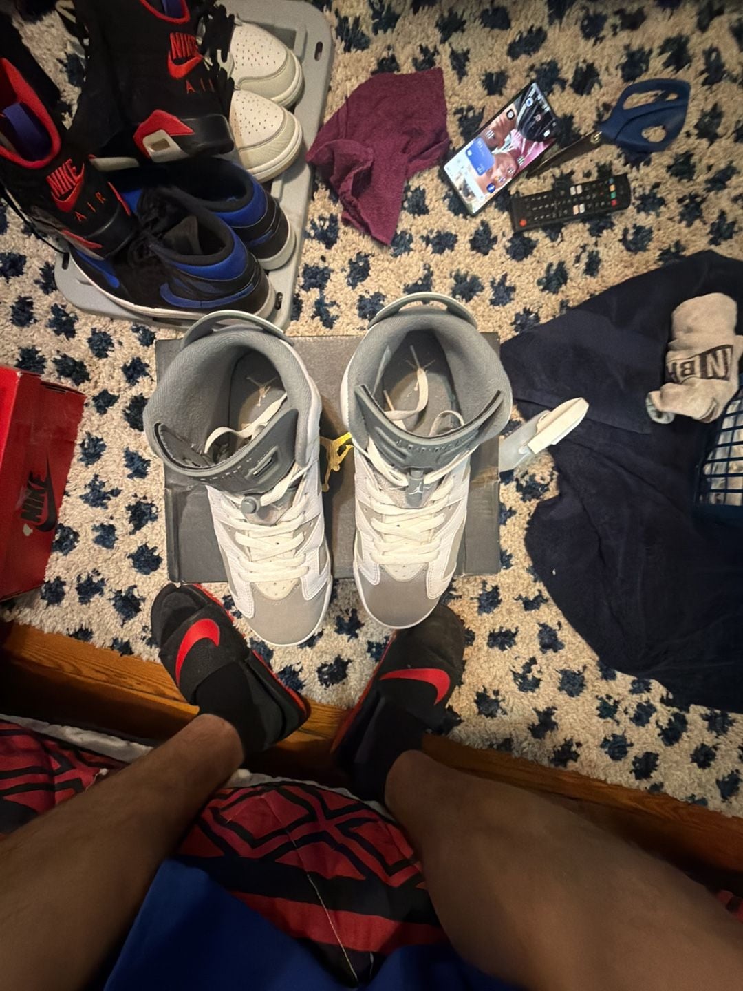 Jordan Air Jordan 6 Retro Cool Grey White Leather Sneakers Size 6.5 y or 8 w 6