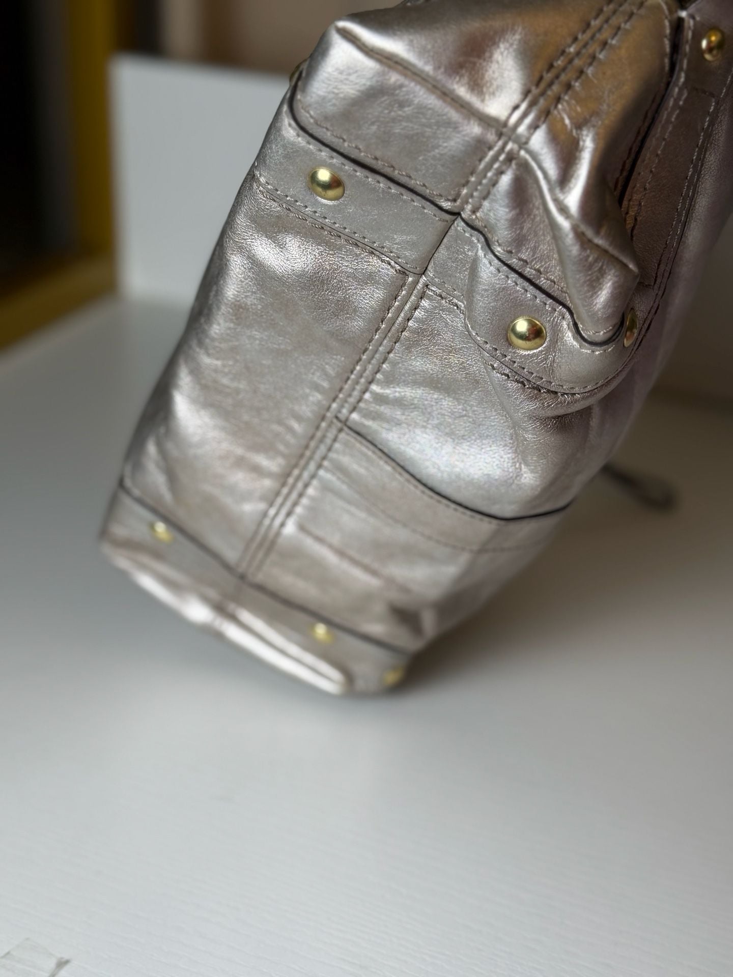 Coach Zoe Hobo 11870 Metallic Silver Leather Shoulder Bag 6