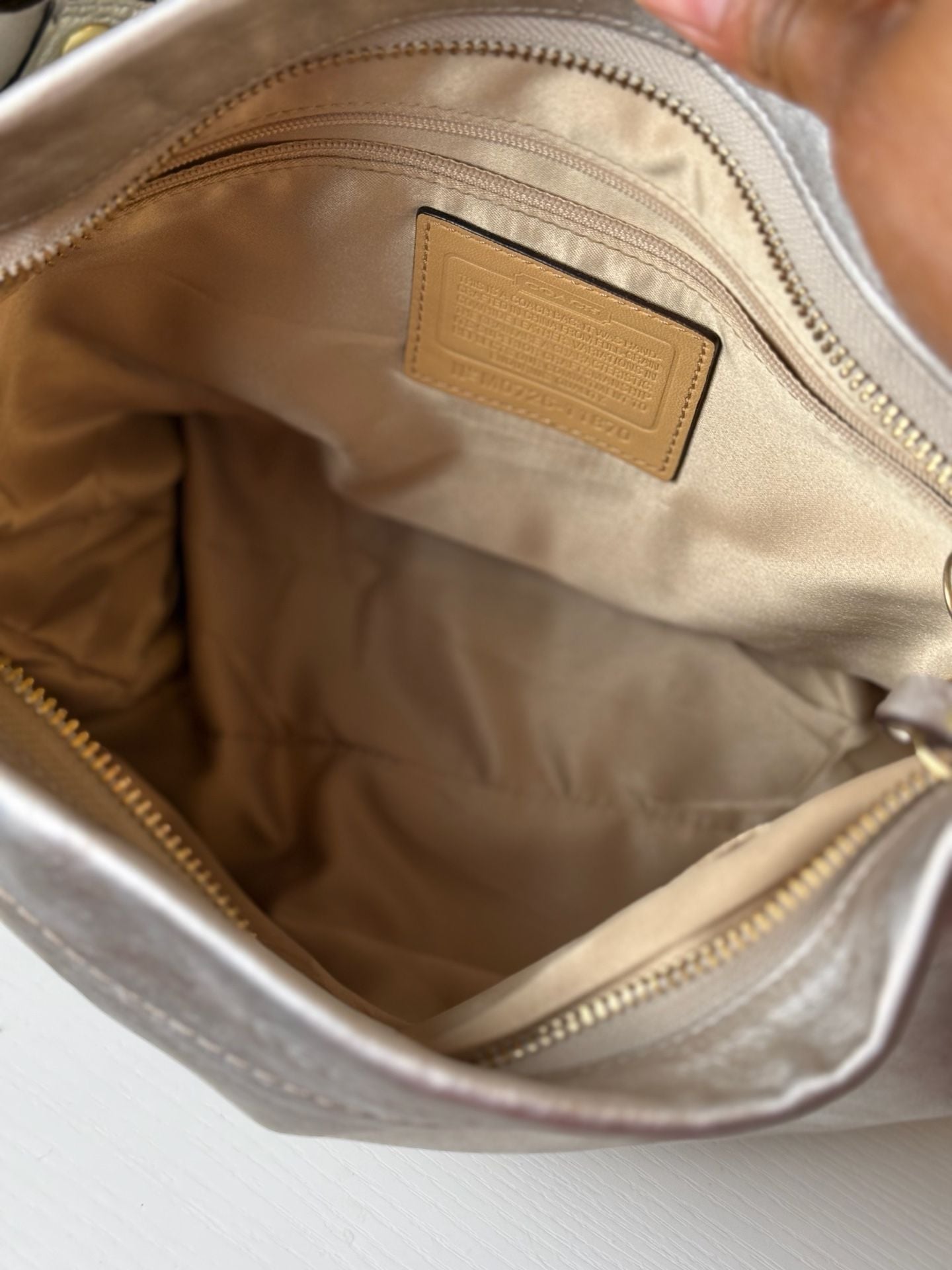 Coach Zoe Hobo 11870 Metallic Silver Leather Shoulder Bag 8