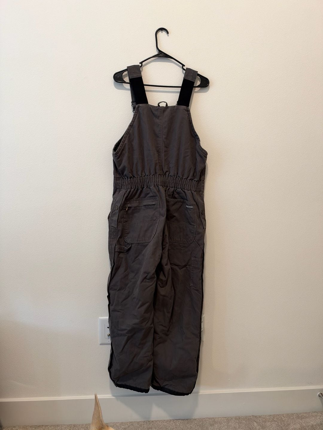 Berne Insulated Overalls Size M Short Women's 8-10 Dark Gray Canvas Bibs 3