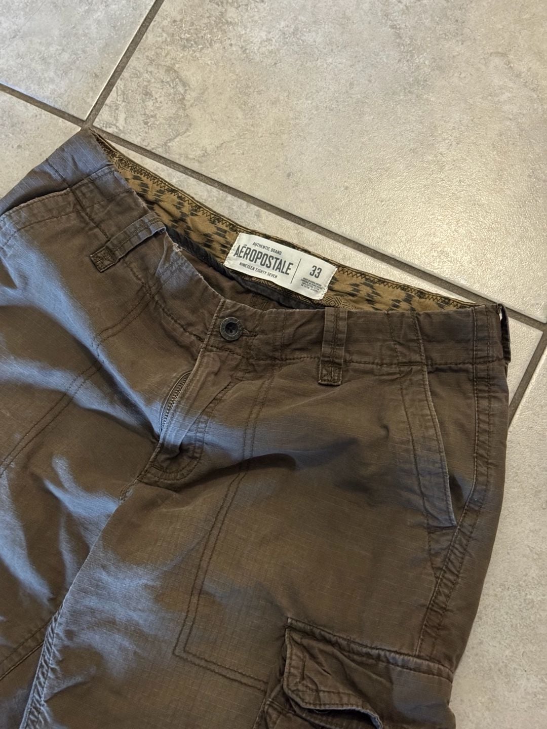 Aeropostale Cargo Shorts Size 33 Brown Ripstop Utility 2