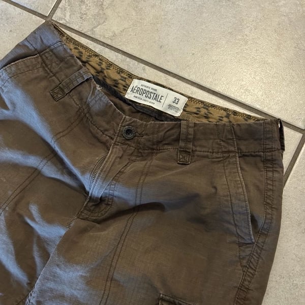 Aeropostale Cargo Shorts Size 33 Brown Ripstop Utility