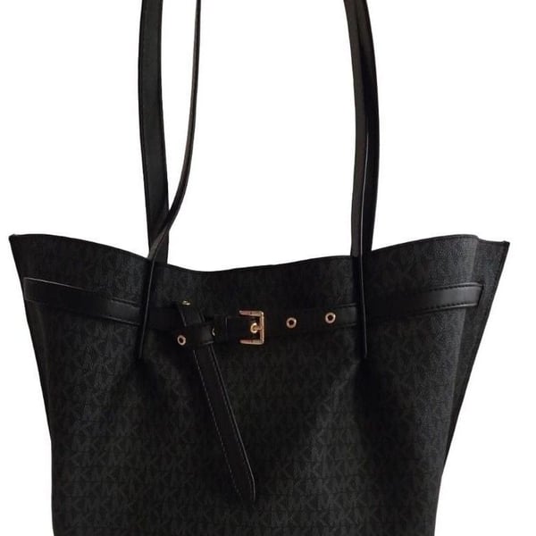Michael Kors Emilia Large Signature Logo Tote Bag Black