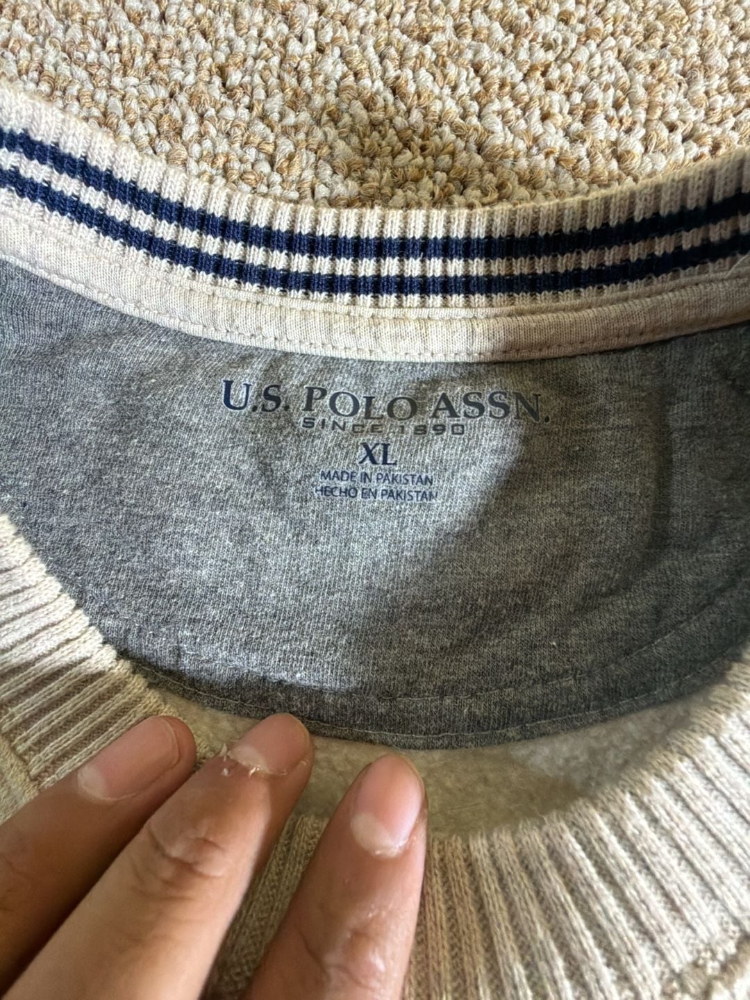 U.S. Polo Assn. Crewneck Sweatshirt Size XL Beige Embroidered Pony Logo 5