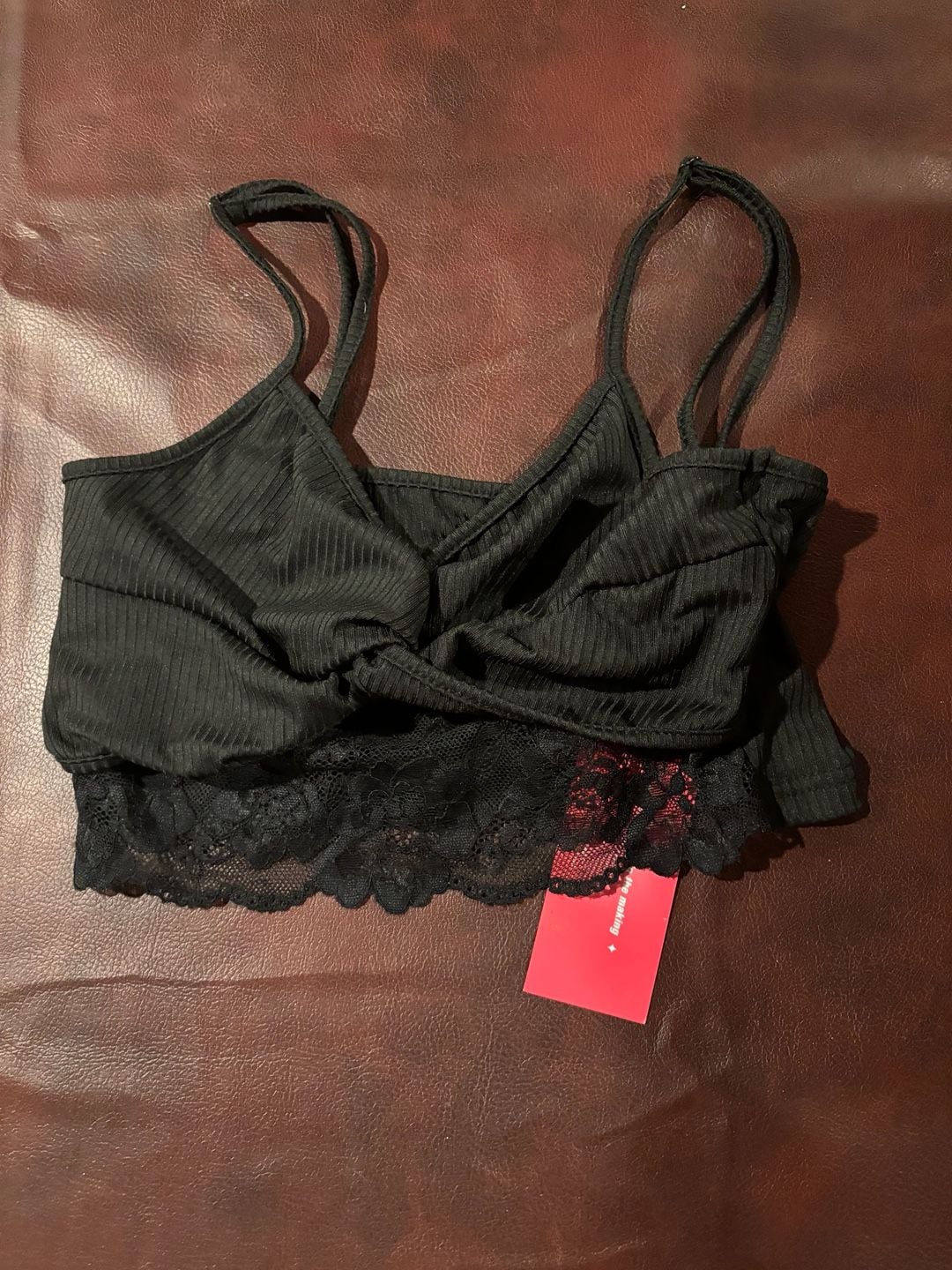 SHEIN Contrast Lace Ruched Cami Top Size S Black 1