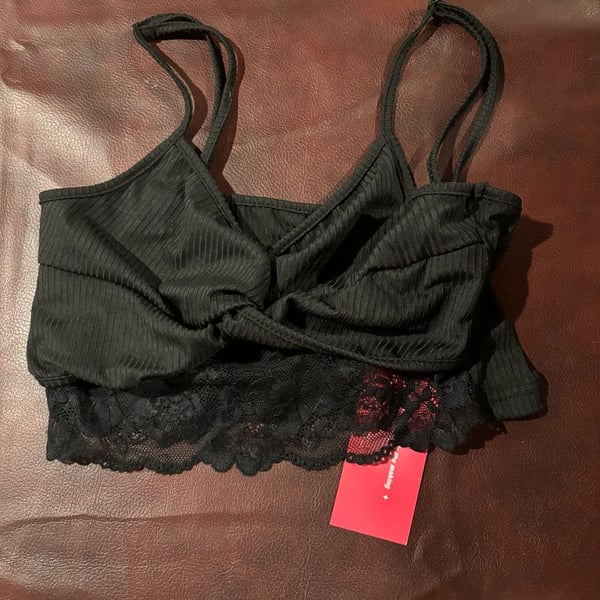 SHEIN Contrast Lace Ruched Cami Top Size S Black