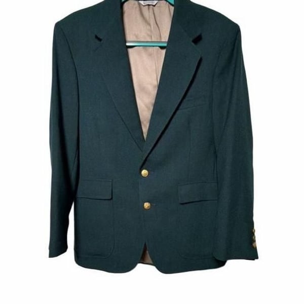 Vintage Green Gold Button Sport Coat Blazer Made in USA