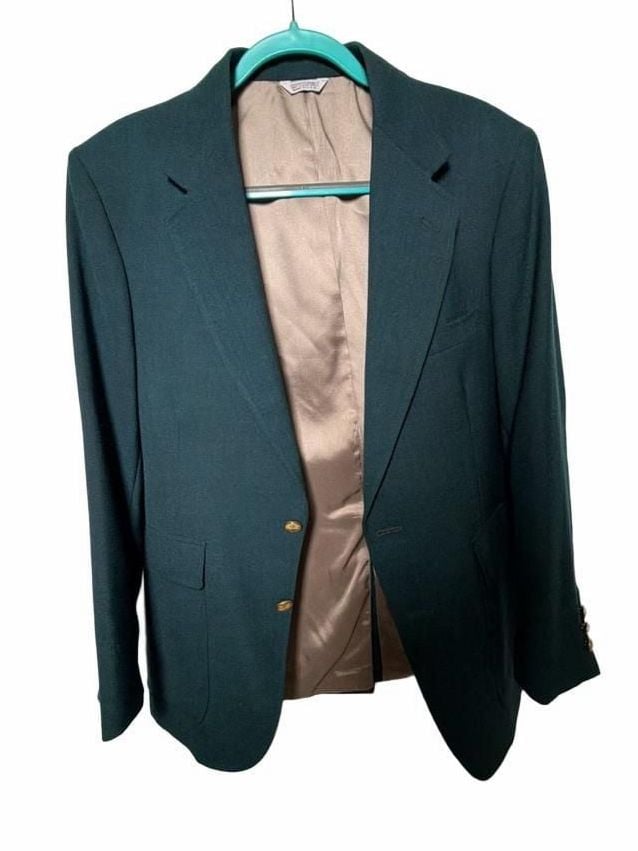Vintage Green Gold Button Sport Coat Blazer Made in USA 12