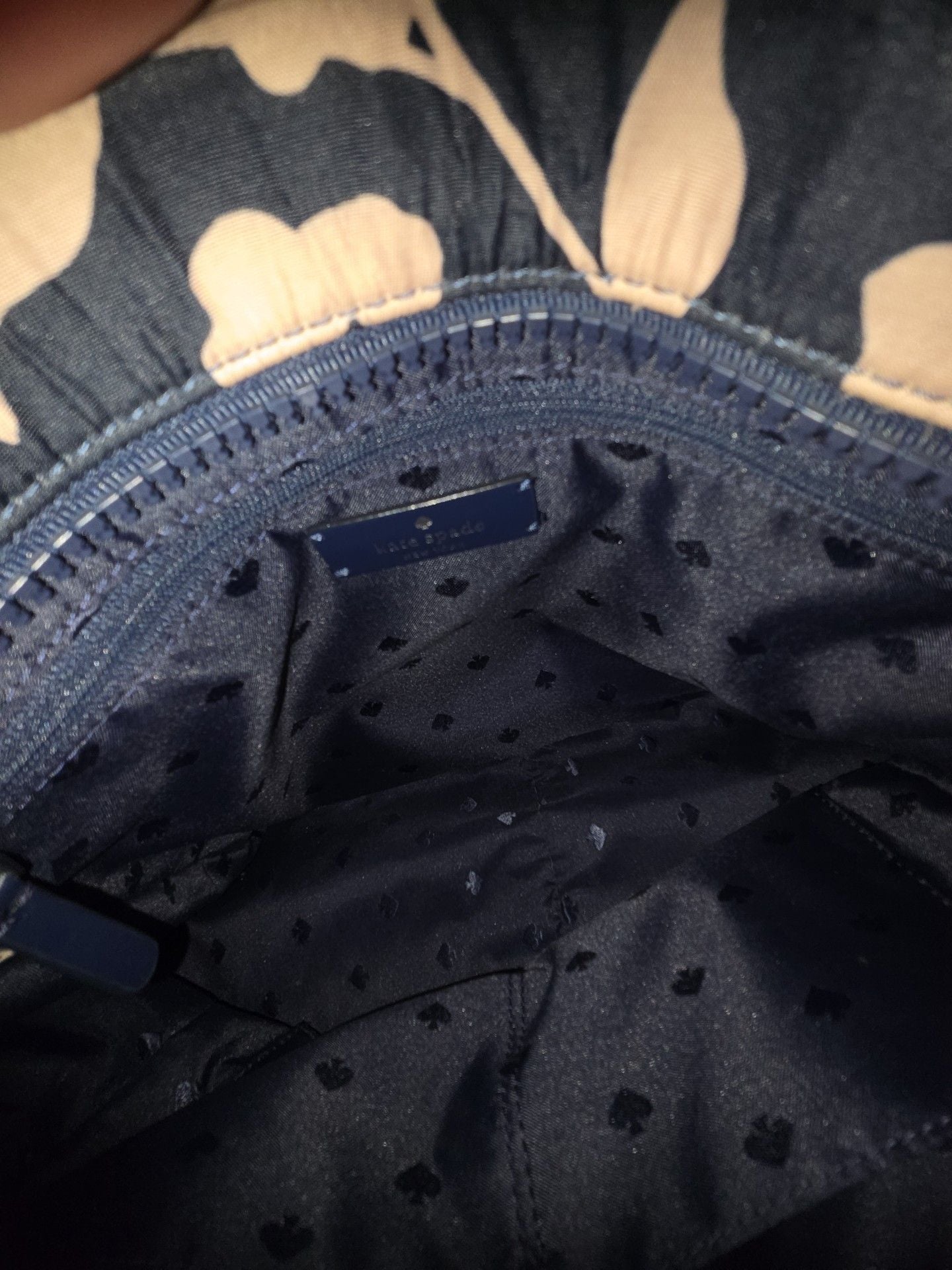 Kate Spade Floral Nylon Tote Bag Navy Blue Pink 8
