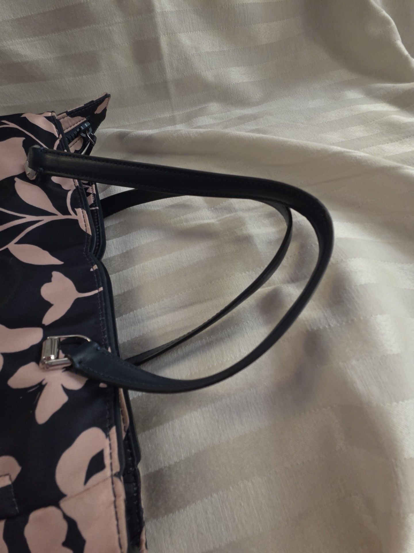 Kate Spade Floral Nylon Tote Bag Navy Blue Pink 11