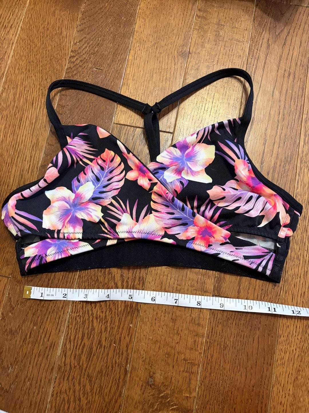 Victoria's Secret PINK Floral Sport Bra Size Small Black Tropical Floral 2