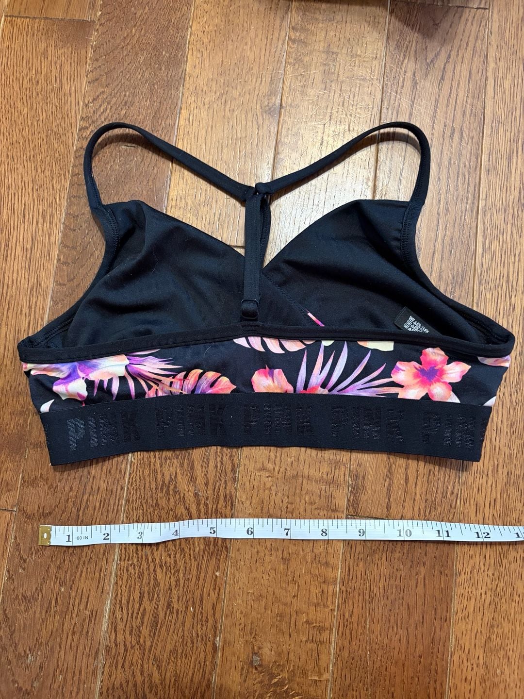 Victoria's Secret PINK Floral Sport Bra Size Small Black Tropical Floral 3