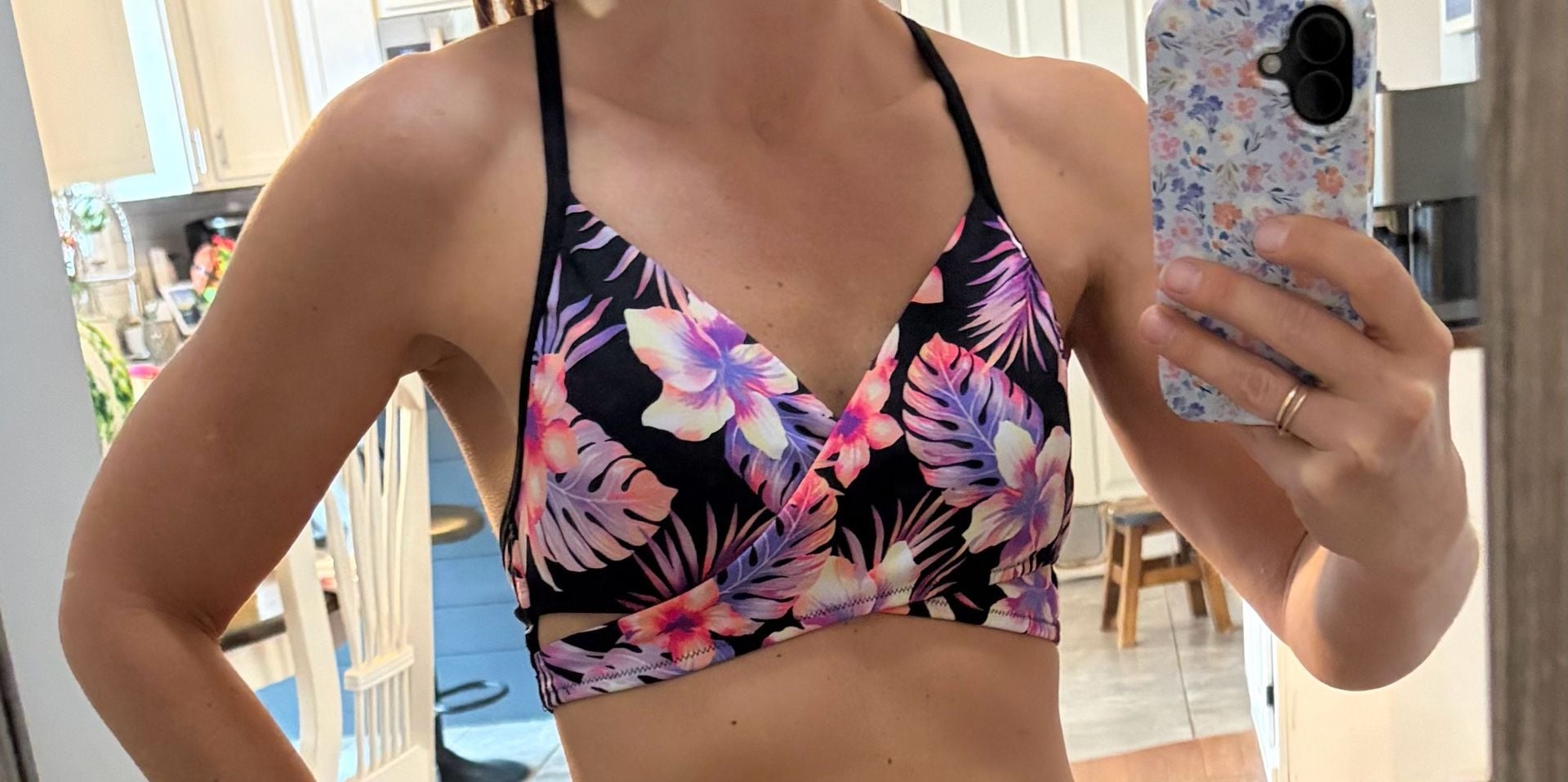 Victoria's Secret PINK Floral Sport Bra Size Small Black Tropical Floral 4