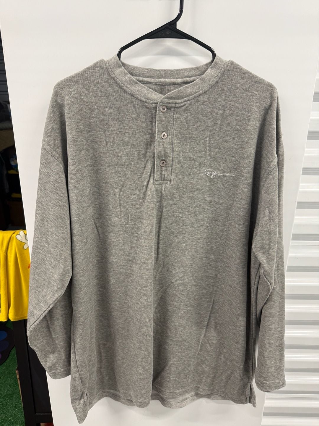 FUBU Henley Long Sleeve Shirt M Gray Cotton blend 2