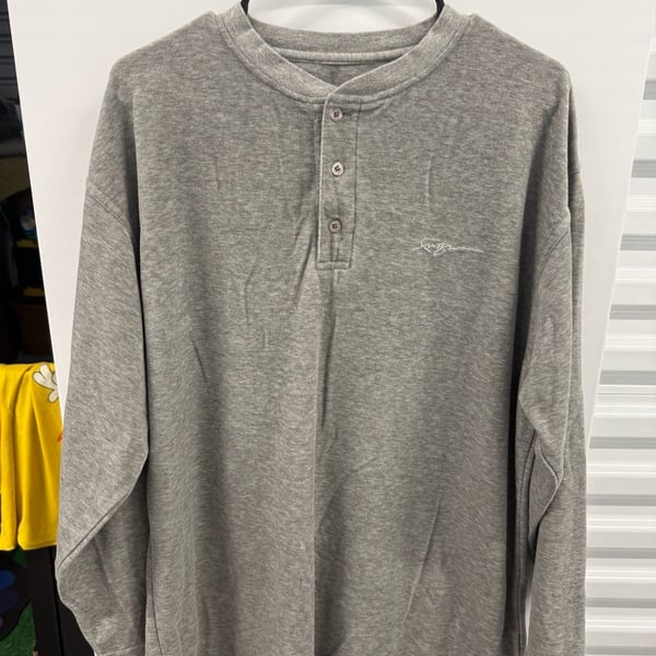 FUBU Henley Long Sleeve Shirt M Gray Cotton blend