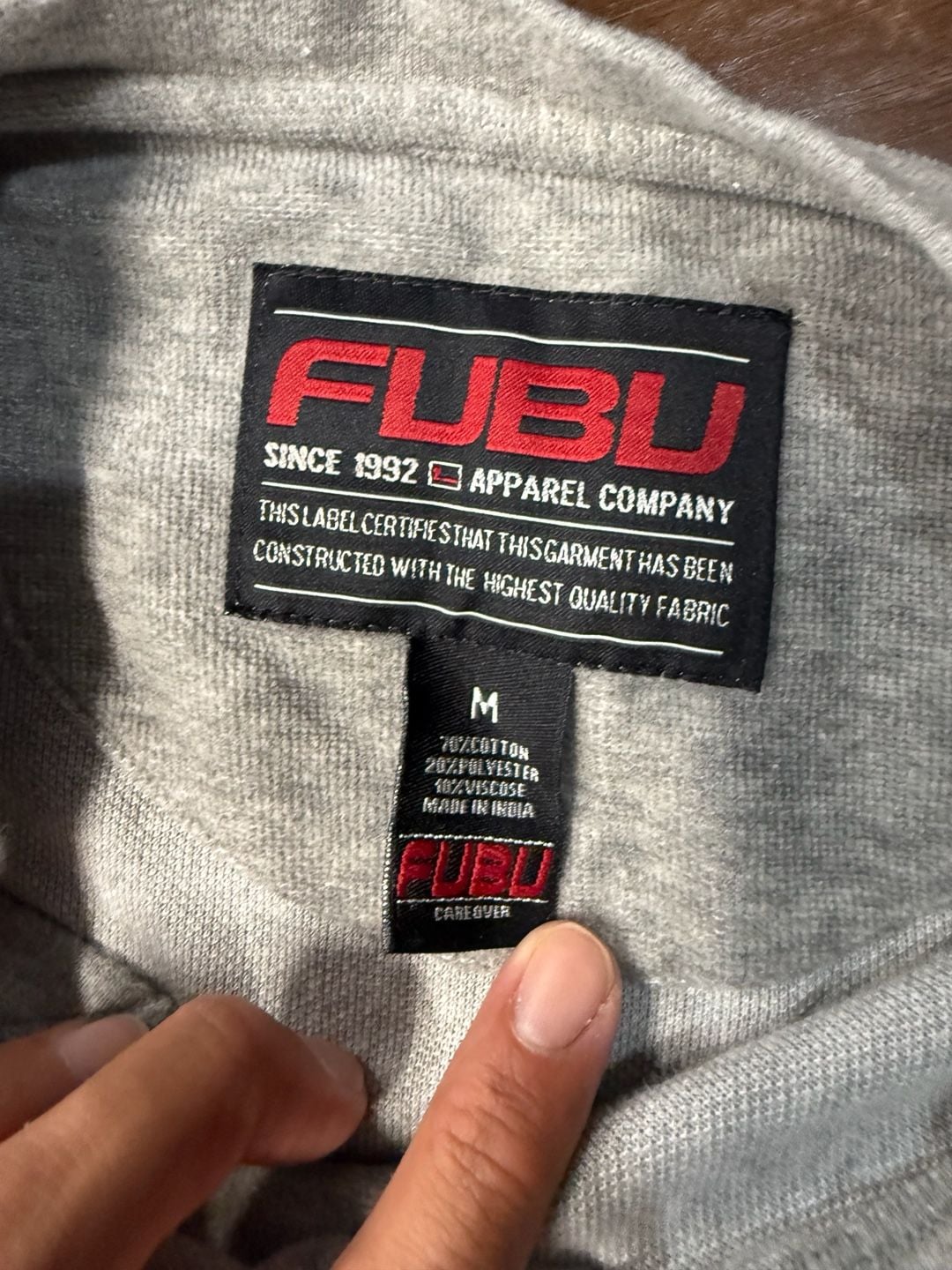 FUBU Henley Long Sleeve Shirt M Gray Cotton blend 7