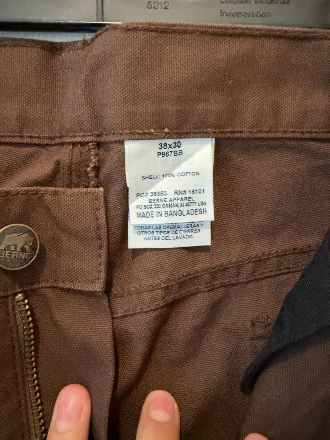 Berne Washed Duck Carpenter Pant Size 38x30 Brown Workwear 4
