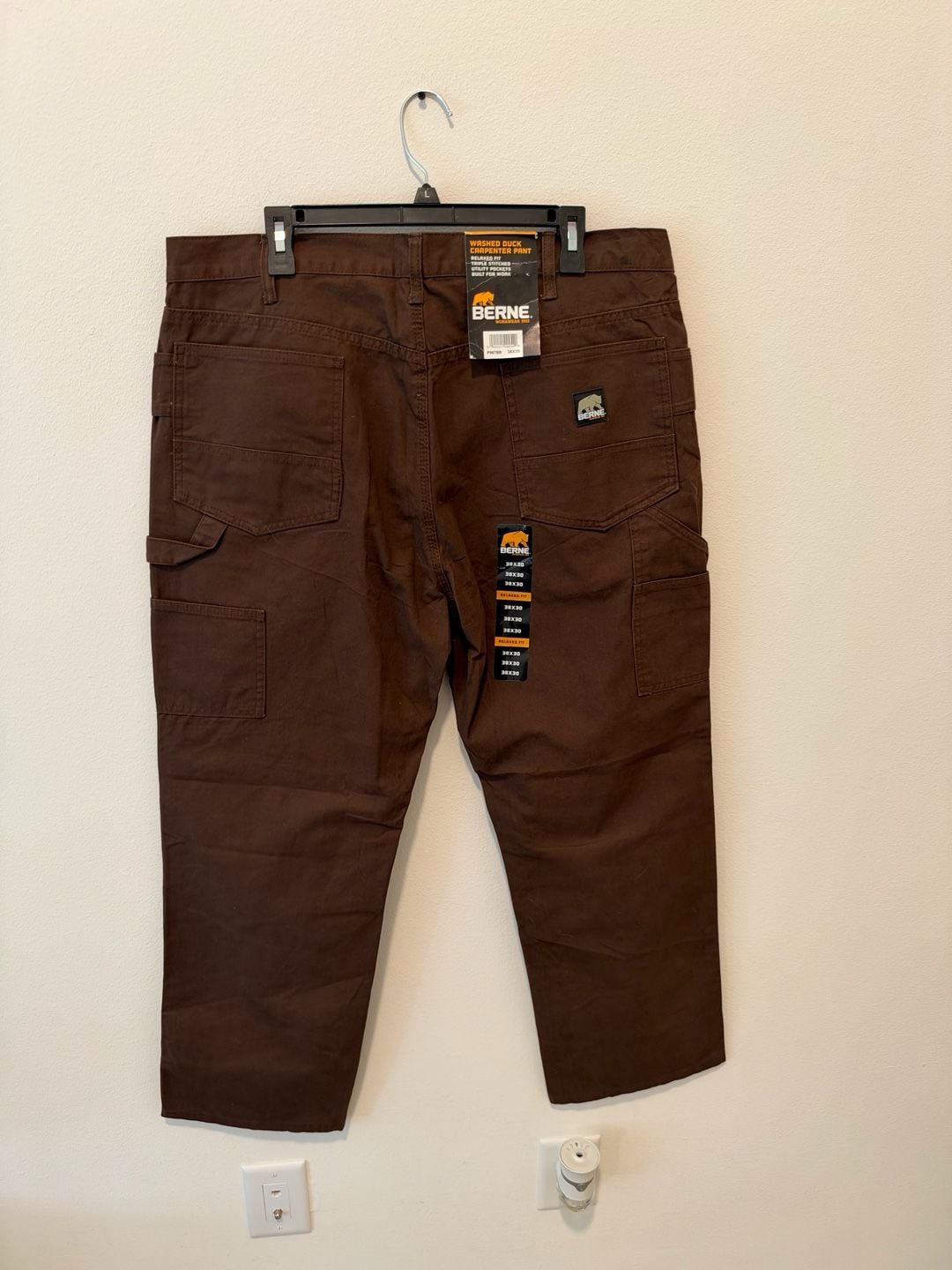 Berne Washed Duck Carpenter Pant Size 38x30 Brown Workwear 5