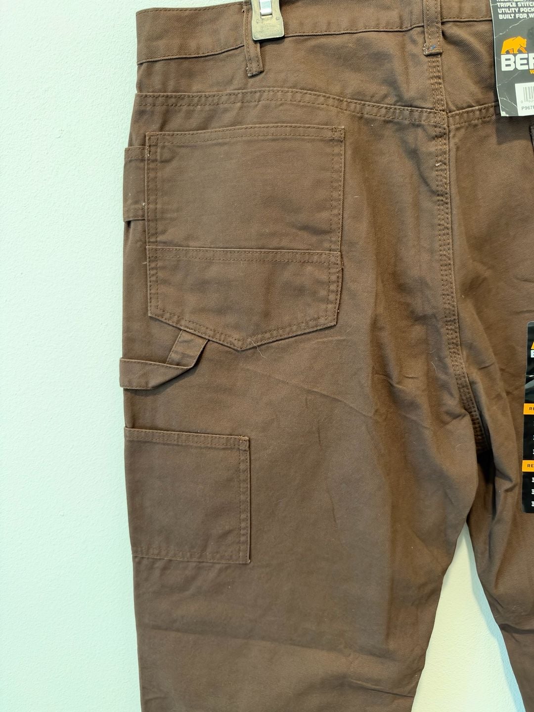 Berne Washed Duck Carpenter Pant Size 38x30 Brown Workwear 8