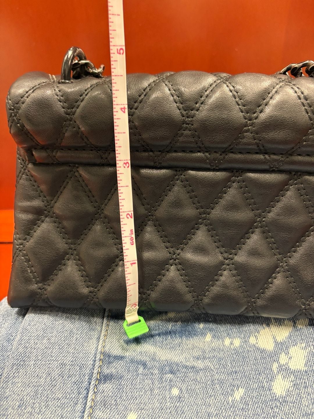 Aldo Quilted Handbag Black Panther Rhinestone Closure 11