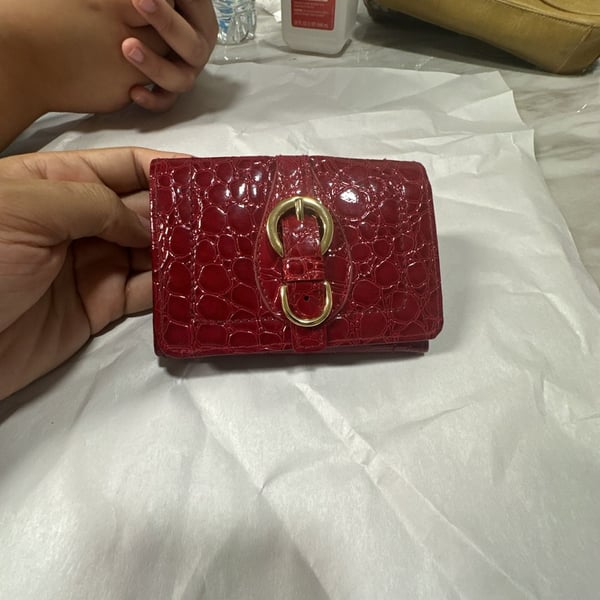 Time And Tru Red Croc Embossed Wallet Clutch Snap Closure
