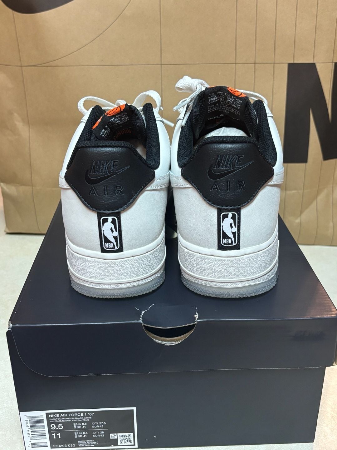 Nike Air Force 1 Low '07 NBA Phantom Size 9.5 White 9