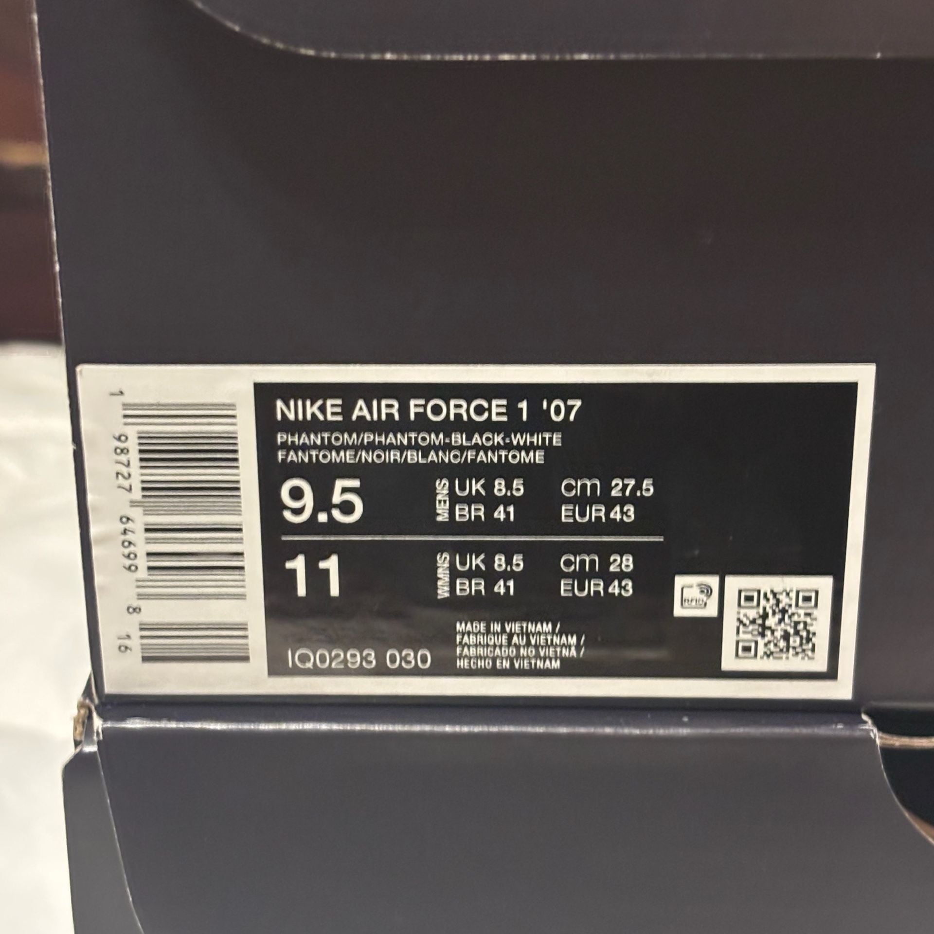 Nike Air Force 1 Low '07 NBA Phantom Size 9.5 White 12
