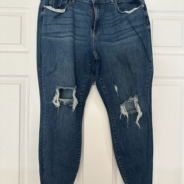 Judy Blue JB8877 Skinny Fit Jeans Size 18W Distressed Ankle