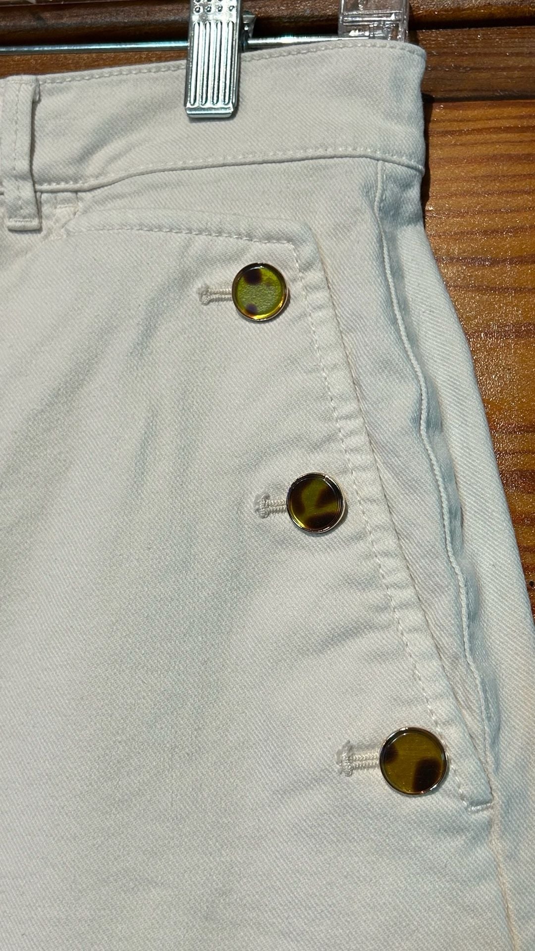 Ann Taylor White Wide Leg Pants Size 6 Sailor Button Detail 5