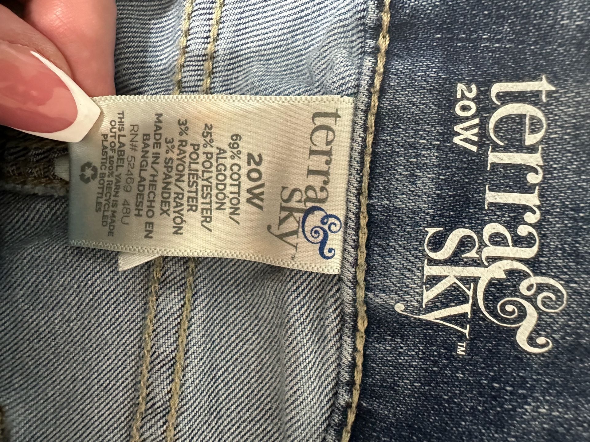 Terra & Sky Denim Shorts Size 20W Blue Distressed Cuffed Mid Rise 4