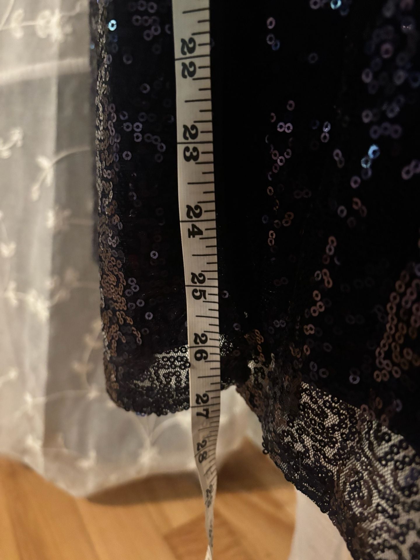 Mac Duggal Rhinestone Encrusted Scoop Neckline Beaded Gown Navy Blue 8