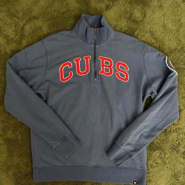 '47 Chicago Cubs 1/4 Zip Pullover Sweatshirt Size Large Blue