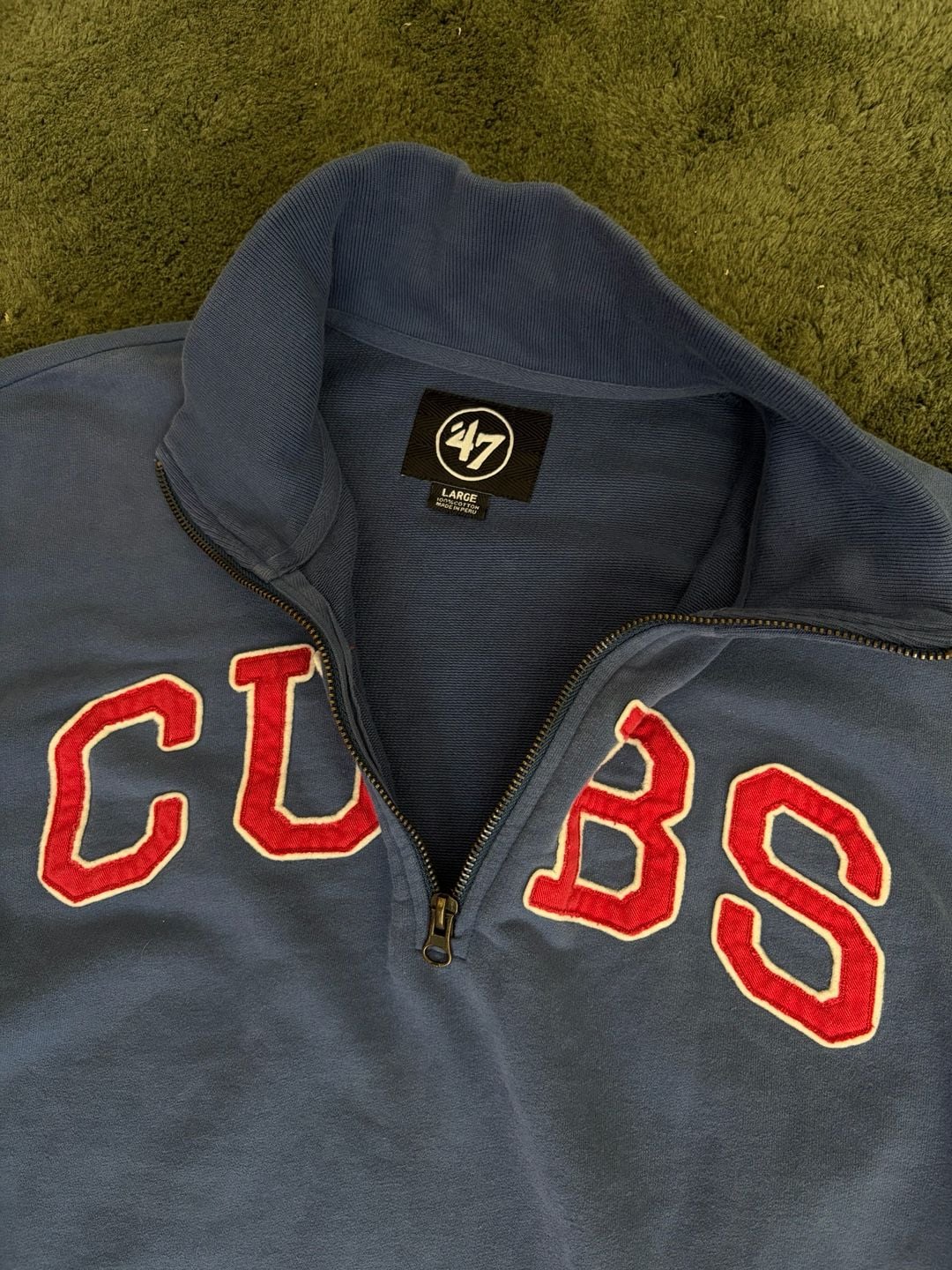 '47 Chicago Cubs 1/4 Zip Pullover Sweatshirt Size Large Blue 7