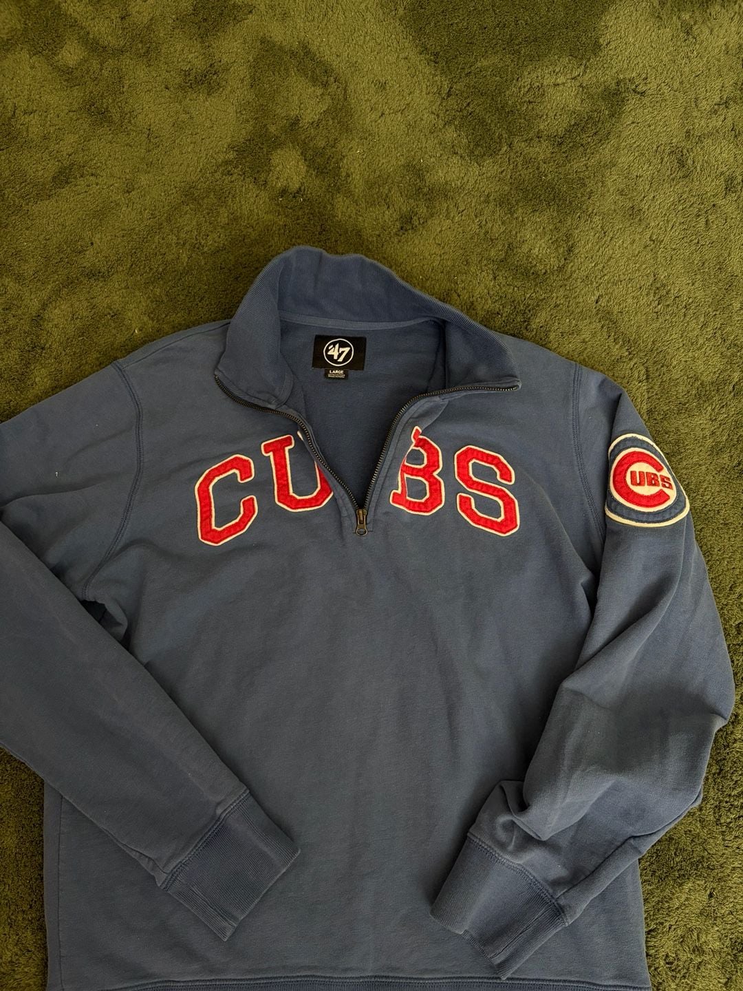 '47 Chicago Cubs 1/4 Zip Pullover Sweatshirt Size Large Blue 8