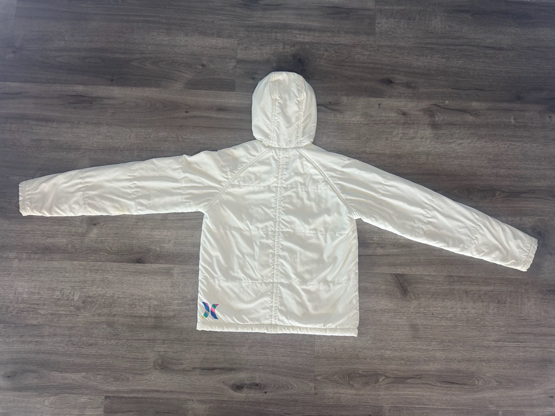Hurley Kids Puffer Jacket Size M White Full Zip Hooded 5